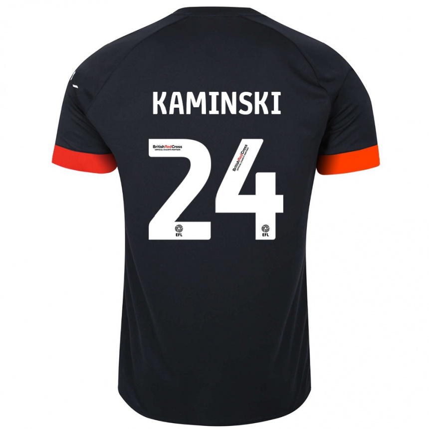 Férfi Labdarúgás Thomas Kaminski #24 Fekete Narancs Idegenbeli Jersey 2024/25 Mez Póló Ing