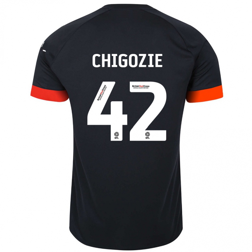 Férfi Labdarúgás Christian Chigozie #42 Fekete Narancs Idegenbeli Jersey 2024/25 Mez Póló Ing