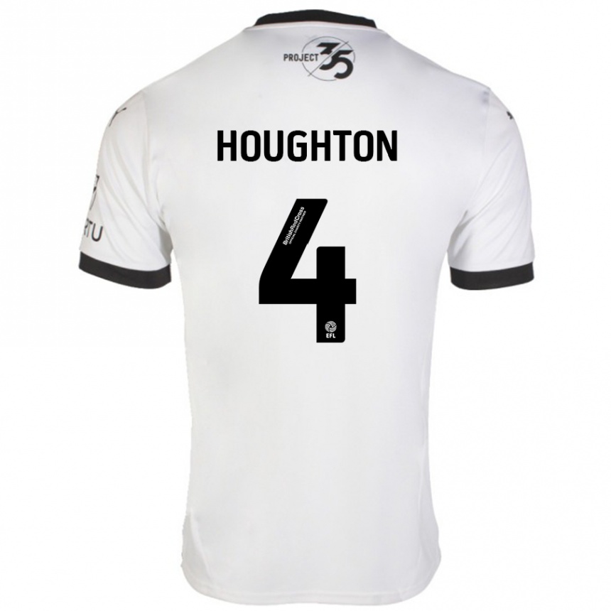 Férfi Labdarúgás Jordan Houghton #4 Fehér Fekete Idegenbeli Jersey 2024/25 Mez Póló Ing