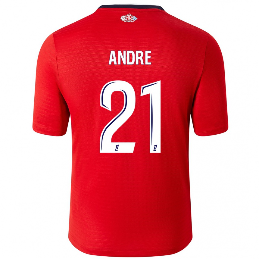 Női Labdarúgás Benjamin Andre #21 Piros Fehér Hazai Jersey 2024/25 Mez Póló Ing