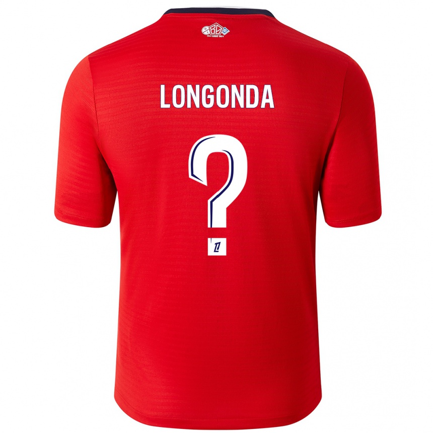 Női Labdarúgás Jean-Pierre Longonda #0 Piros Fehér Hazai Jersey 2024/25 Mez Póló Ing