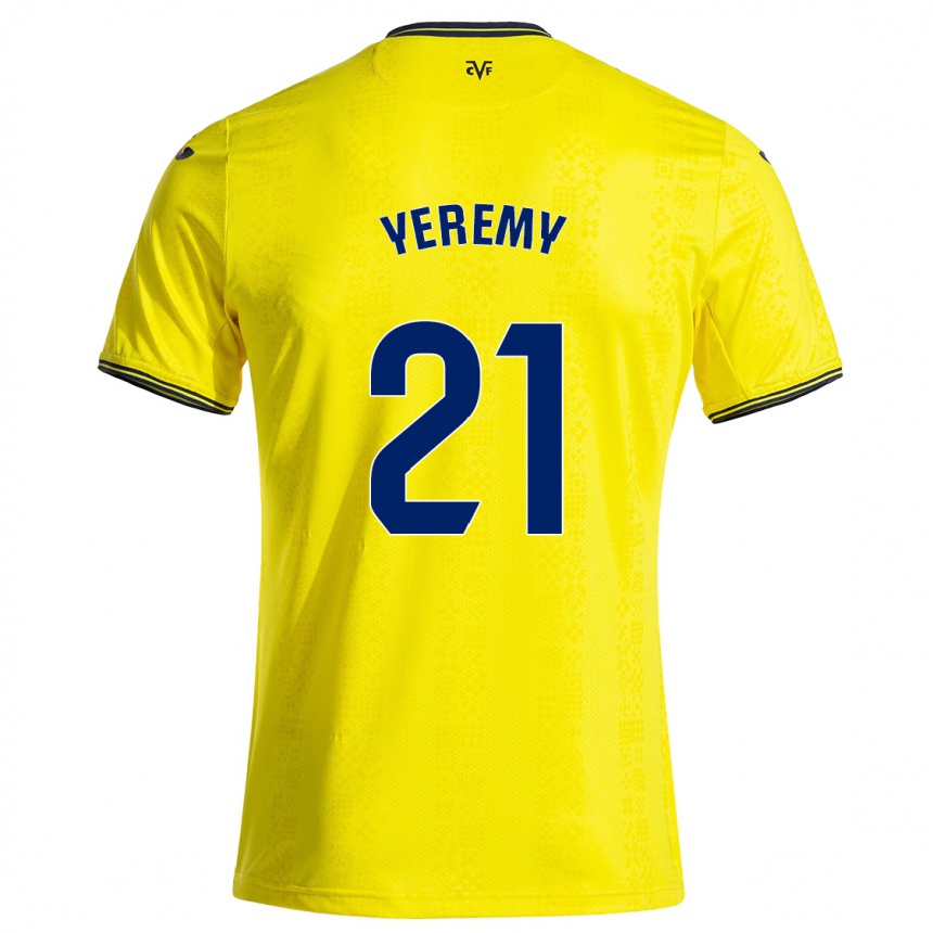 Női Labdarúgás Yéremy Pino #21 Sárga Fekete Hazai Jersey 2024/25 Mez Póló Ing