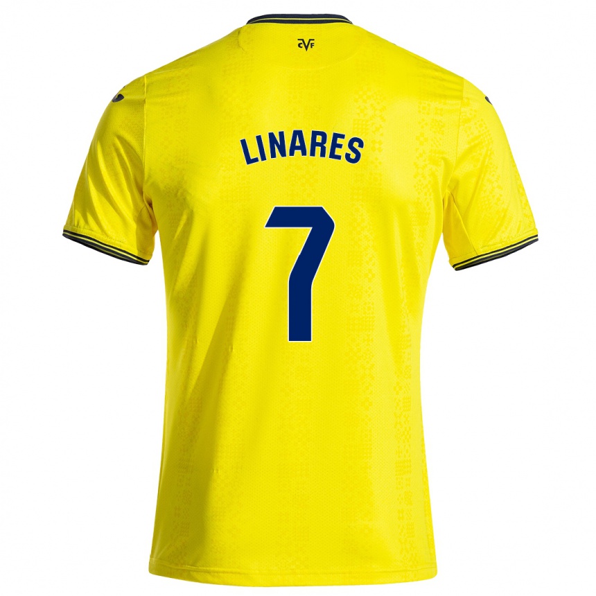 Női Labdarúgás Mario Linares #7 Sárga Fekete Hazai Jersey 2024/25 Mez Póló Ing