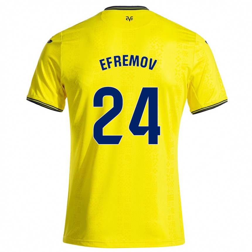 Női Labdarúgás Anton Efremov #24 Sárga Fekete Hazai Jersey 2024/25 Mez Póló Ing