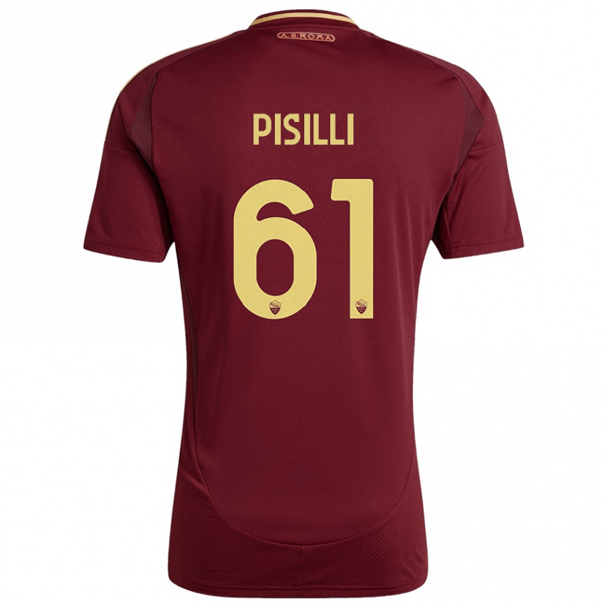 Női Labdarúgás Niccolò Pisilli #61 Vörös Barna Arany Hazai Jersey 2024/25 Mez Póló Ing