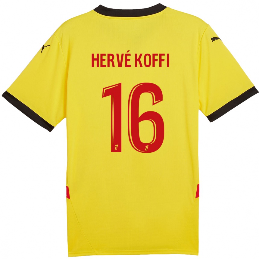 Női Labdarúgás Hervé Koffi #16 Sárga Piros Hazai Jersey 2024/25 Mez Póló Ing