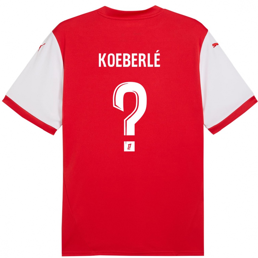 Női Labdarúgás Samuel Koeberlé #0 Piros Fehér Hazai Jersey 2024/25 Mez Póló Ing