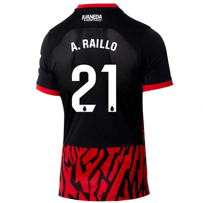 Női Labdarúgás Antonio Raíllo #21 Fekete Piros Hazai Jersey 2024/25 Mez Póló Ing