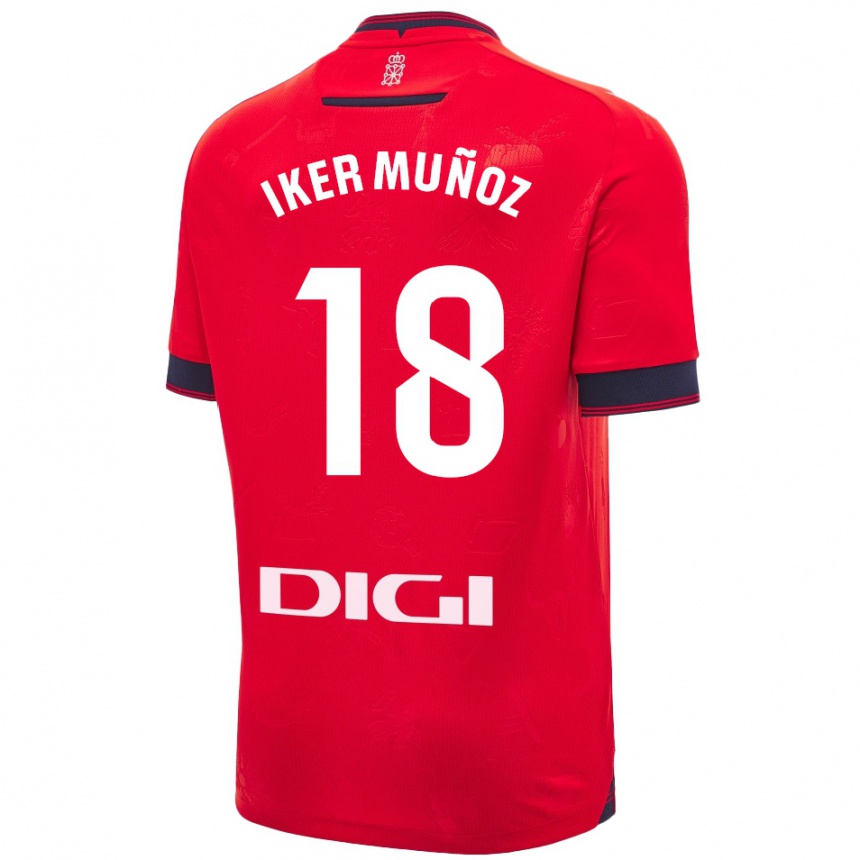 Női Labdarúgás Iker Muñoz #18 Piros Fehér Hazai Jersey 2024/25 Mez Póló Ing