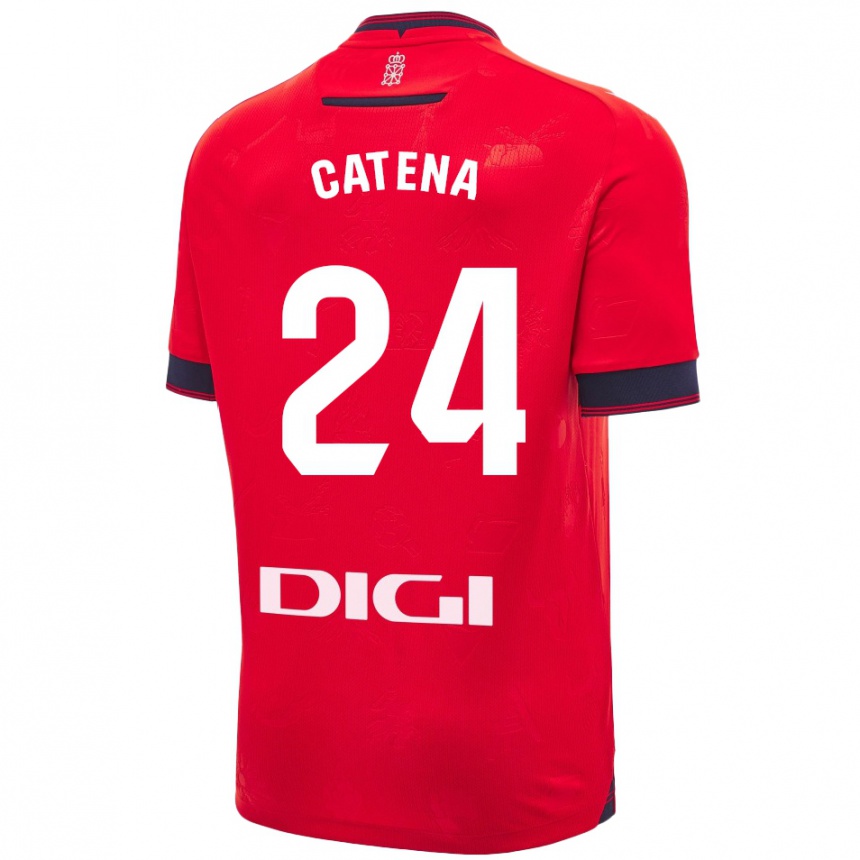 Női Labdarúgás Alejandro Catena #24 Piros Fehér Hazai Jersey 2024/25 Mez Póló Ing