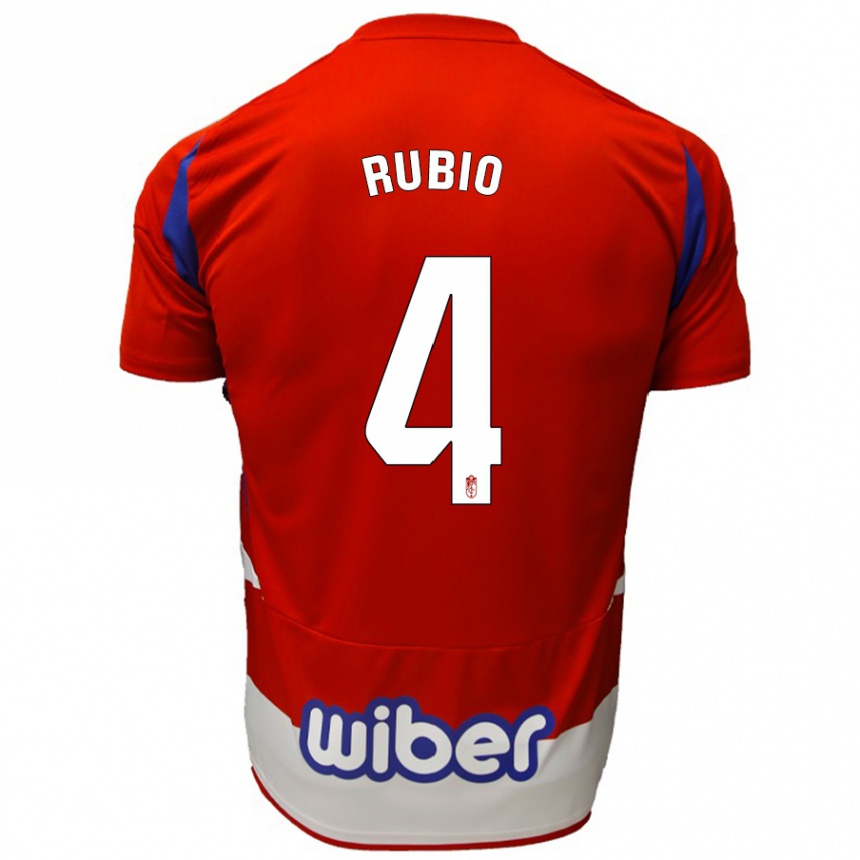 Női Labdarúgás Miguel Rubio #4 Piros Fehér Kék Hazai Jersey 2024/25 Mez Póló Ing