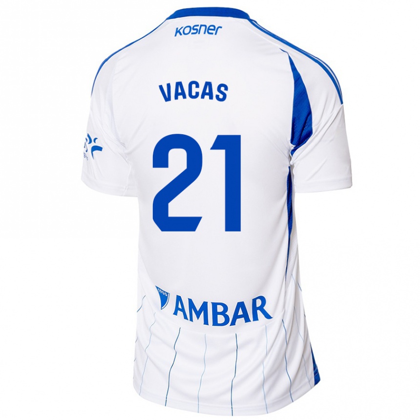 Női Labdarúgás Óscar Vacas #21 Piros Fehér Hazai Jersey 2024/25 Mez Póló Ing