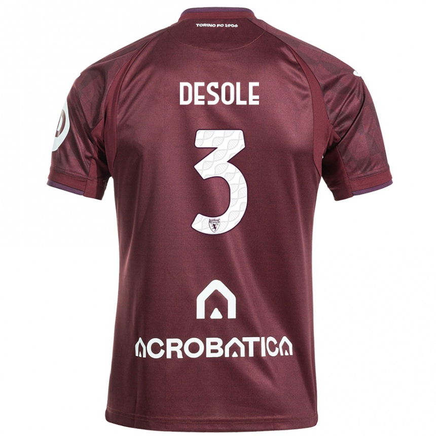 Női Labdarúgás Fabio Desole #3 Barna Fehér Hazai Jersey 2024/25 Mez Póló Ing