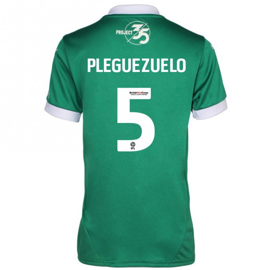 Női Labdarúgás Julio Pleguezuelo #5 Zöld Fehér Hazai Jersey 2024/25 Mez Póló Ing