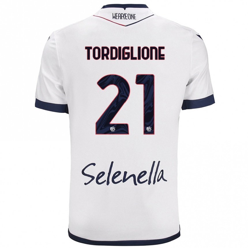 Női Labdarúgás Nicolò Tordiglione #21 Fehér Royal Blue Idegenbeli Jersey 2024/25 Mez Póló Ing