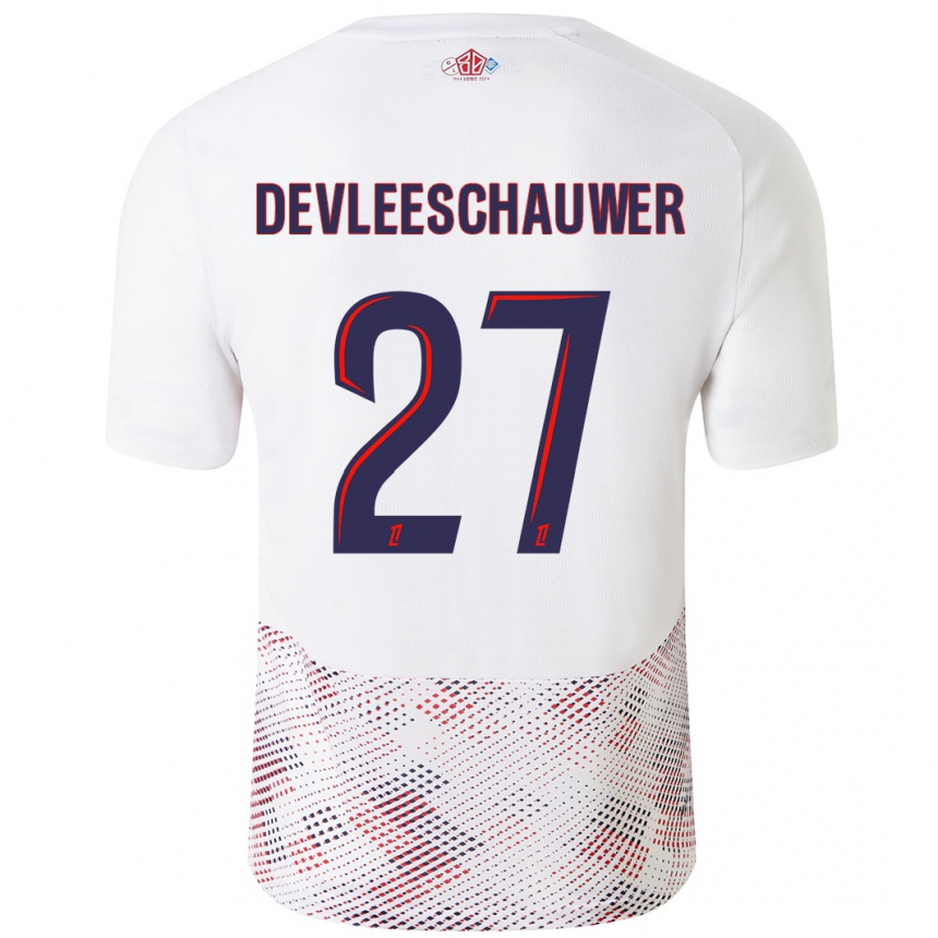 Női Labdarúgás Gwenaëlle Devleeschauwer #27 Fehér Royal Blue Idegenbeli Jersey 2024/25 Mez Póló Ing