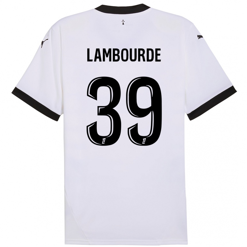 Női Labdarúgás Mathis Lambourde #39 Fehér Fekete Idegenbeli Jersey 2024/25 Mez Póló Ing