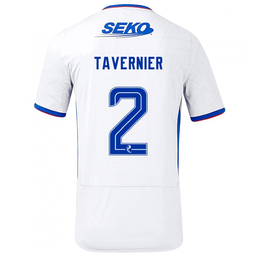 Női Labdarúgás James Tavernier #2 Fehér Kék Idegenbeli Jersey 2024/25 Mez Póló Ing