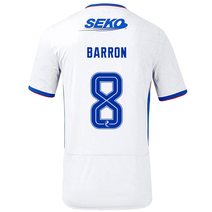 Női Labdarúgás Connor Barron #8 Fehér Kék Idegenbeli Jersey 2024/25 Mez Póló Ing