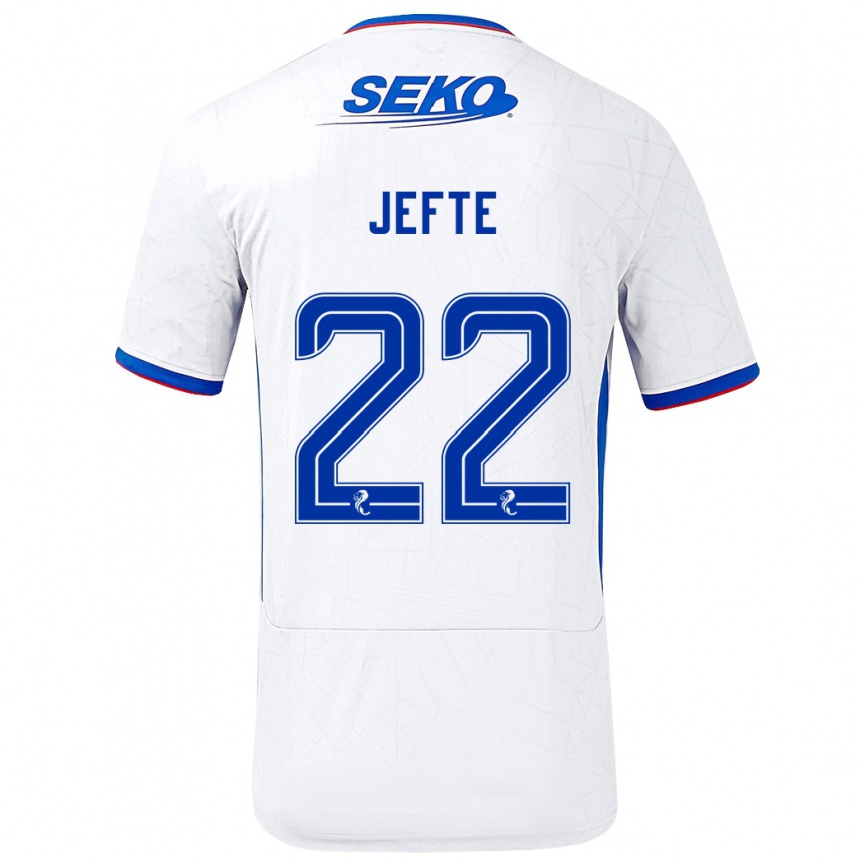 Női Labdarúgás Jefté #22 Fehér Kék Idegenbeli Jersey 2024/25 Mez Póló Ing