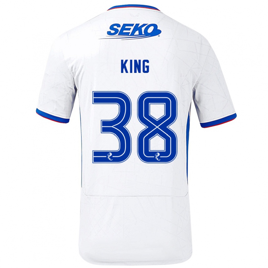 Női Labdarúgás Leon King #38 Fehér Kék Idegenbeli Jersey 2024/25 Mez Póló Ing