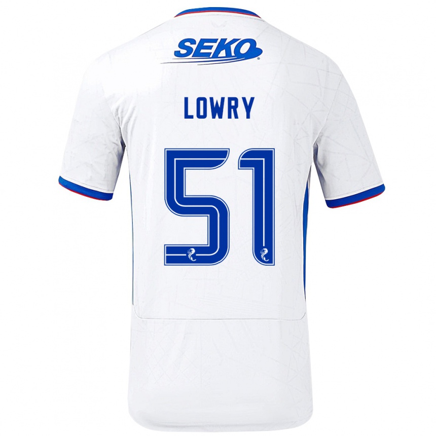 Női Labdarúgás Alex Lowry #51 Fehér Kék Idegenbeli Jersey 2024/25 Mez Póló Ing