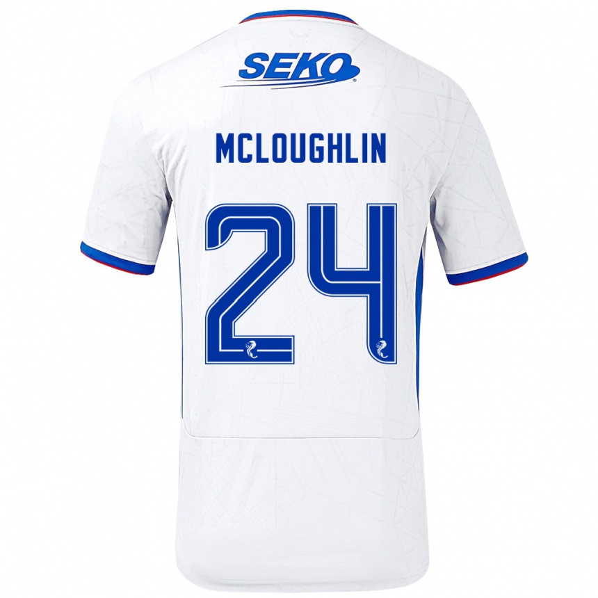 Női Labdarúgás Olivia Mcloughlin #24 Fehér Kék Idegenbeli Jersey 2024/25 Mez Póló Ing