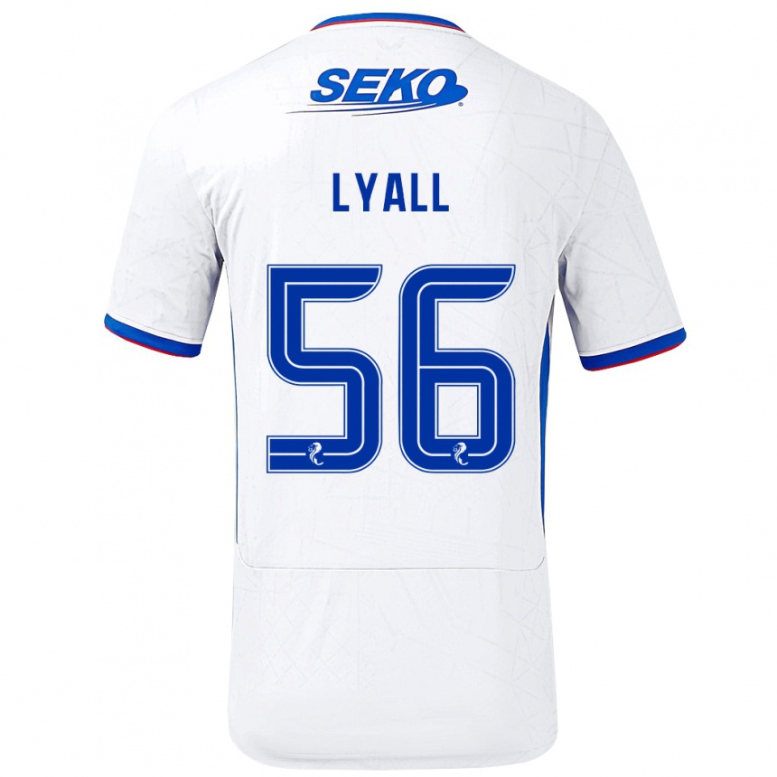 Női Labdarúgás Arron Lyall #56 Fehér Kék Idegenbeli Jersey 2024/25 Mez Póló Ing