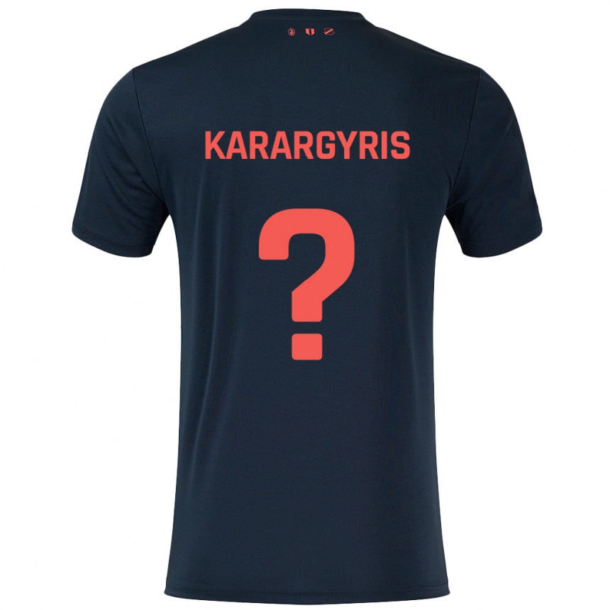 Női Labdarúgás Zois Karargyris #0 Fekete Piros Idegenbeli Jersey 2024/25 Mez Póló Ing