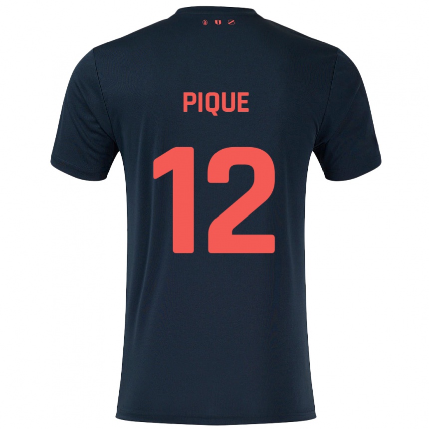 Női Labdarúgás Naomi Piqué #12 Fekete Piros Idegenbeli Jersey 2024/25 Mez Póló Ing