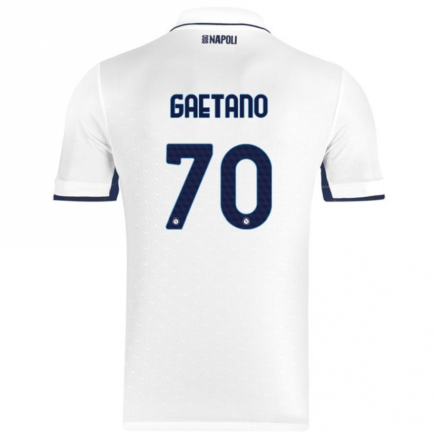 Női Labdarúgás Gianluca Gaetano #70 Fehér Royal Blue Idegenbeli Jersey 2024/25 Mez Póló Ing