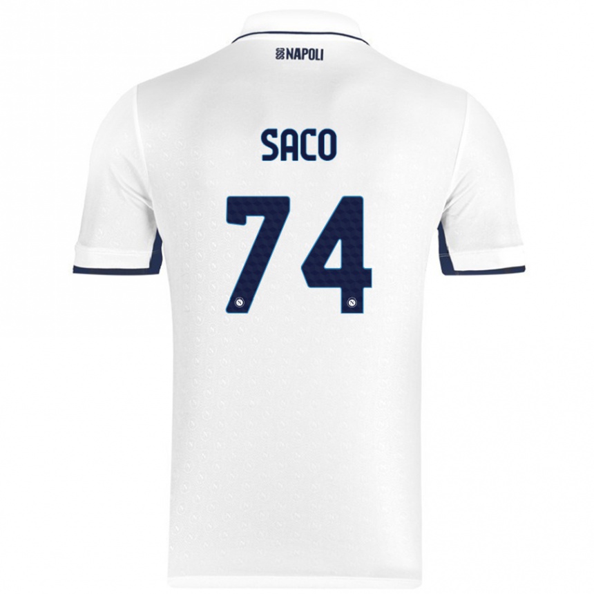 Női Labdarúgás Coli Saco #74 Fehér Royal Blue Idegenbeli Jersey 2024/25 Mez Póló Ing