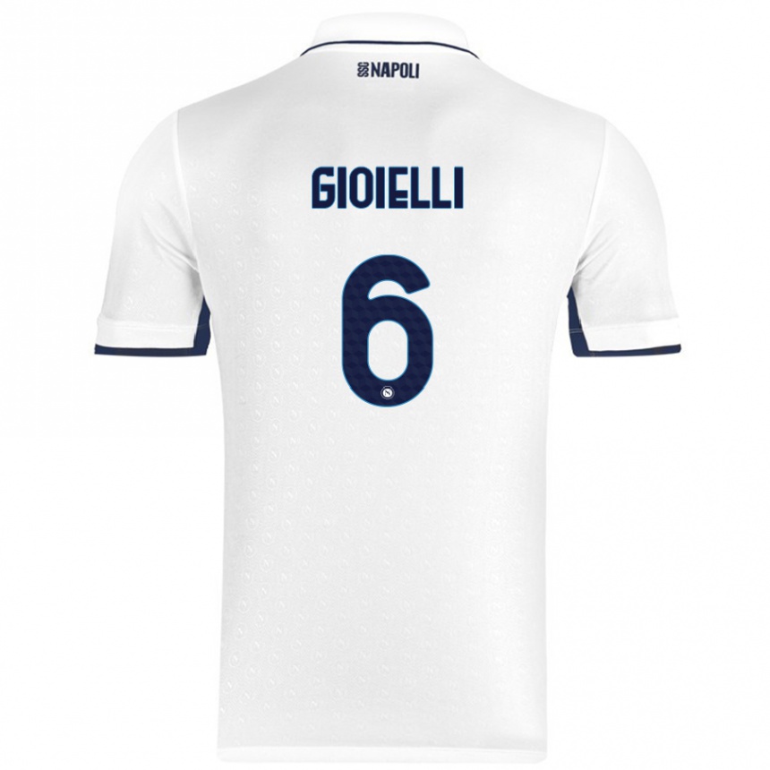 Női Labdarúgás Francesco Pio Gioielli #6 Fehér Royal Blue Idegenbeli Jersey 2024/25 Mez Póló Ing