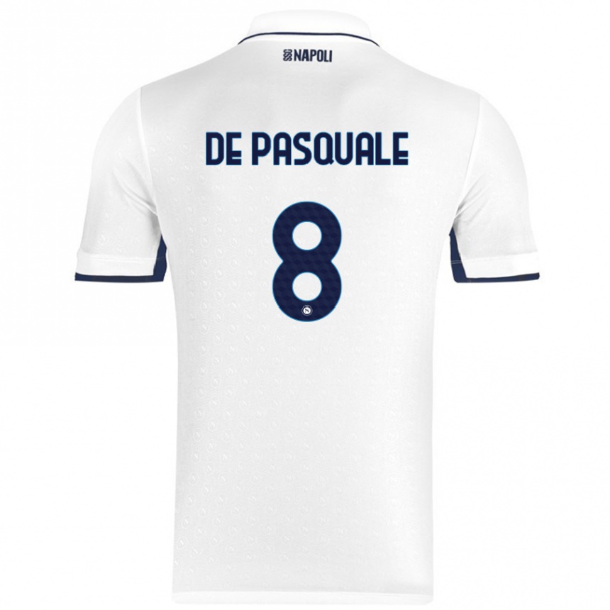 Női Labdarúgás Dylan De Pasquale #8 Fehér Royal Blue Idegenbeli Jersey 2024/25 Mez Póló Ing