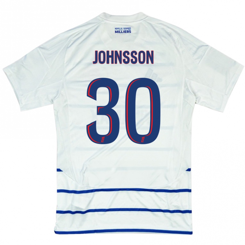 Női Labdarúgás Karl-Johan Johnsson #30 Fehér Kék Idegenbeli Jersey 2024/25 Mez Póló Ing