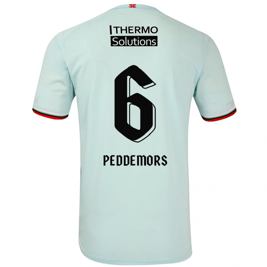 Női Labdarúgás Ella Peddemors #6 Világoszöld Idegenbeli Jersey 2024/25 Mez Póló Ing