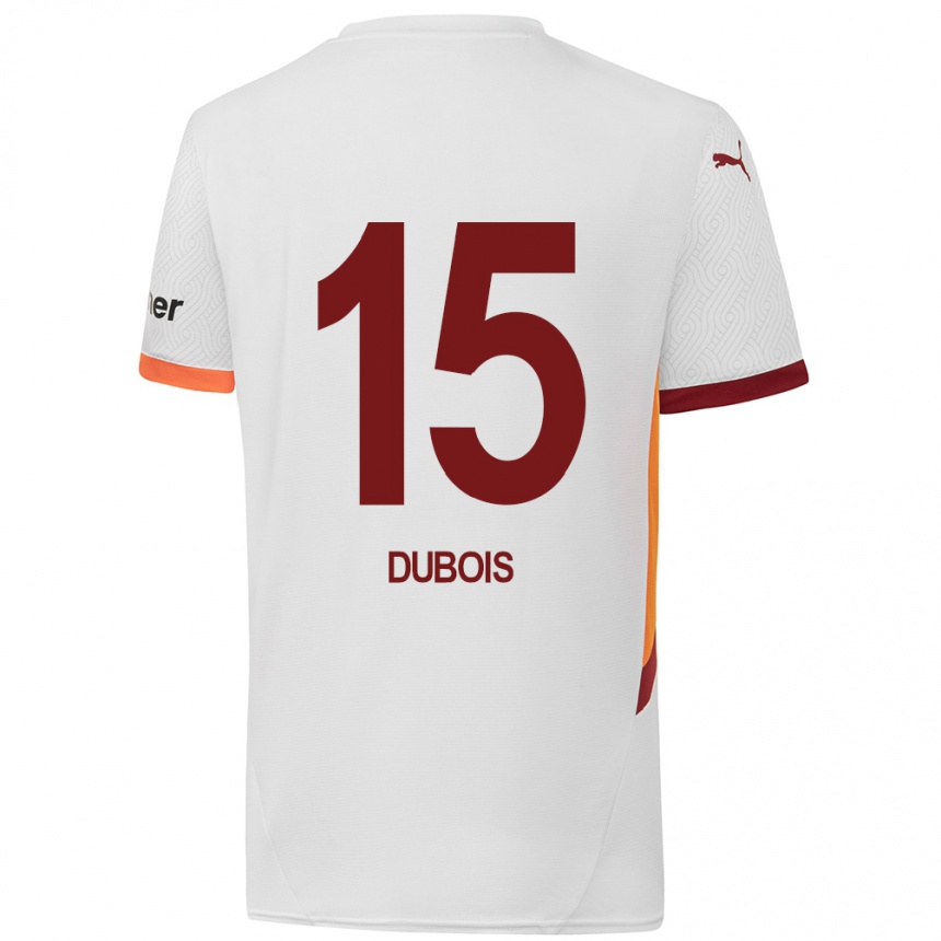 Női Labdarúgás Léo Dubois #15 Fehér Sárga Piros Idegenbeli Jersey 2024/25 Mez Póló Ing