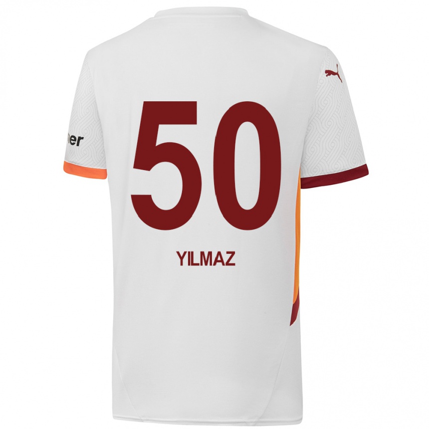 Női Labdarúgás Jankat Yılmaz #50 Fehér Sárga Piros Idegenbeli Jersey 2024/25 Mez Póló Ing