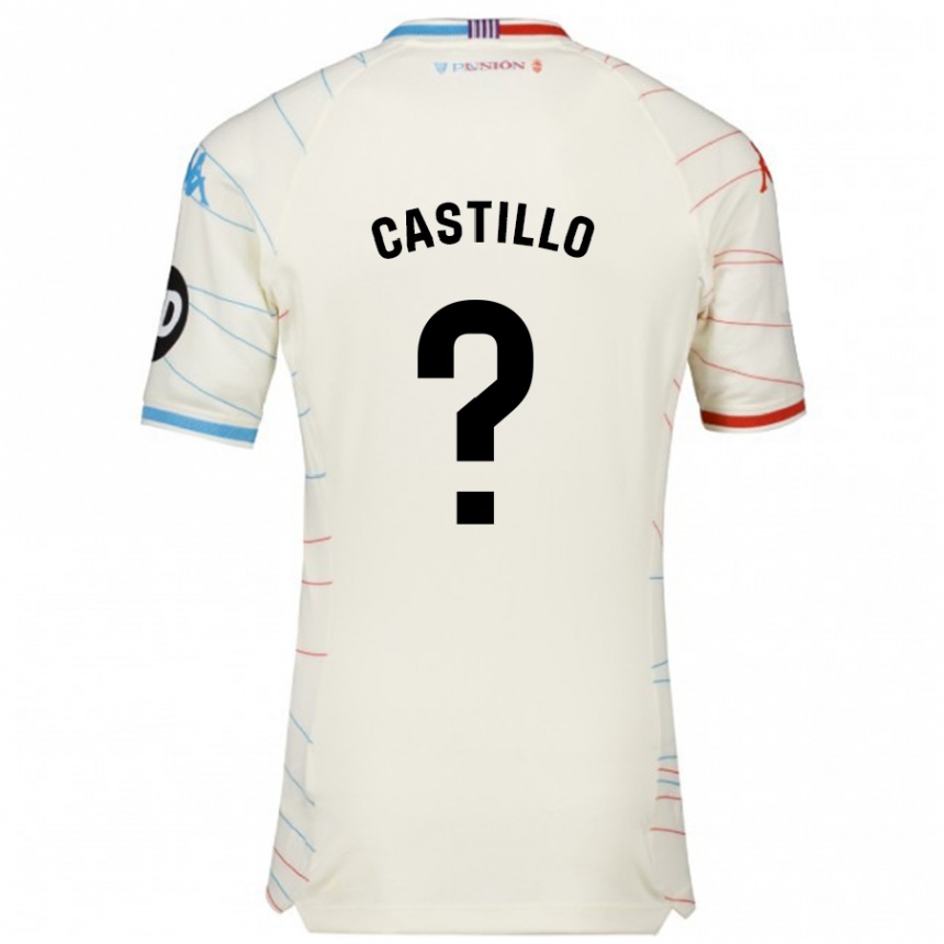 Női Labdarúgás Gonzalo Castillo #0 Fehér Piros Kék Idegenbeli Jersey 2024/25 Mez Póló Ing