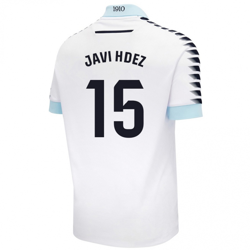 Női Labdarúgás Javi Hernández #15 Fehér Kék Idegenbeli Jersey 2024/25 Mez Póló Ing