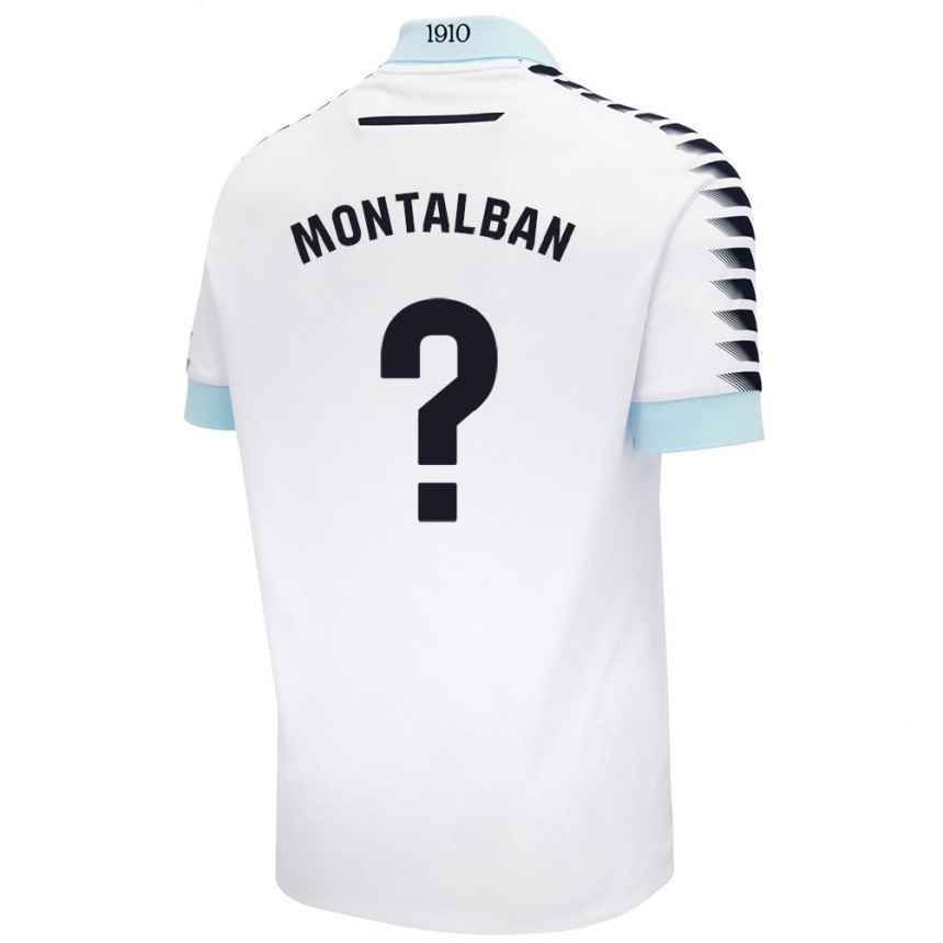 Női Labdarúgás Sergio Montalbán #0 Fehér Kék Idegenbeli Jersey 2024/25 Mez Póló Ing