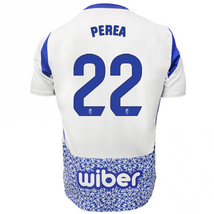 Női Labdarúgás Alberto Perea #22 Fehér Kék Idegenbeli Jersey 2024/25 Mez Póló Ing