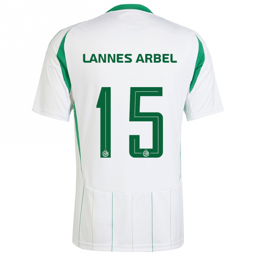 Női Labdarúgás Tomer Lannes Arbel #15 Fehér Zöld Idegenbeli Jersey 2024/25 Mez Póló Ing