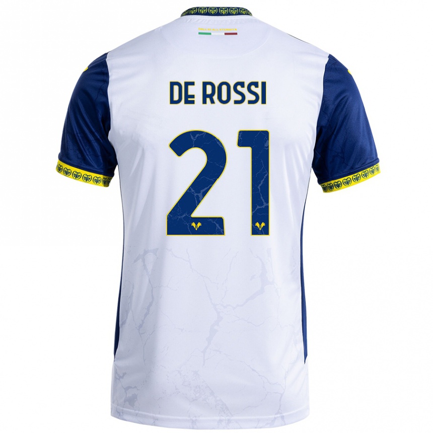 Női Labdarúgás Michele De Rossi #21 Fehér Kék Idegenbeli Jersey 2024/25 Mez Póló Ing