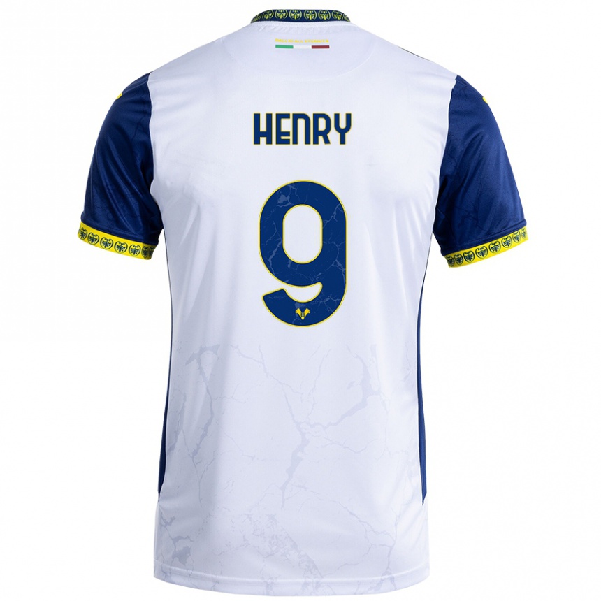 Női Labdarúgás Thomas Henry #9 Fehér Kék Idegenbeli Jersey 2024/25 Mez Póló Ing