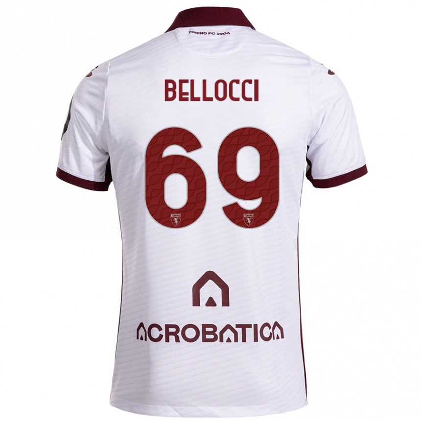 Női Labdarúgás Andrea Bellocci #69 Fehér Barna Idegenbeli Jersey 2024/25 Mez Póló Ing