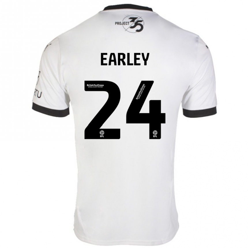 Női Labdarúgás Saxon Earley #24 Fehér Fekete Idegenbeli Jersey 2024/25 Mez Póló Ing