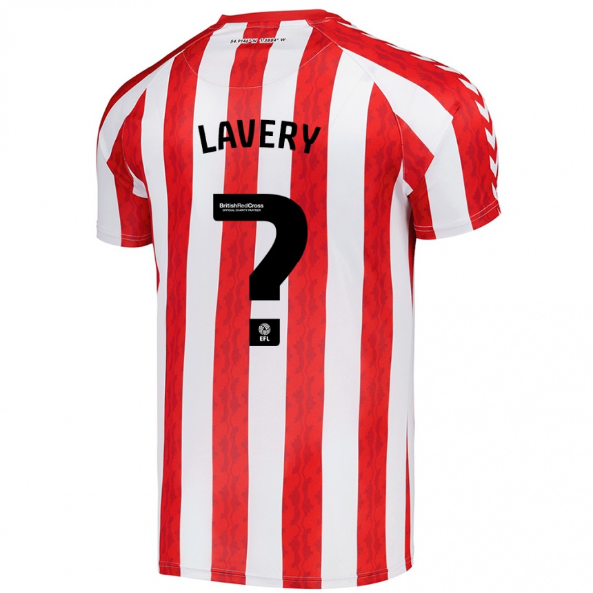 Gyermek Labdarúgás Thomas Lavery #0 Piros Fehér Hazai Jersey 2024/25 Mez Póló Ing