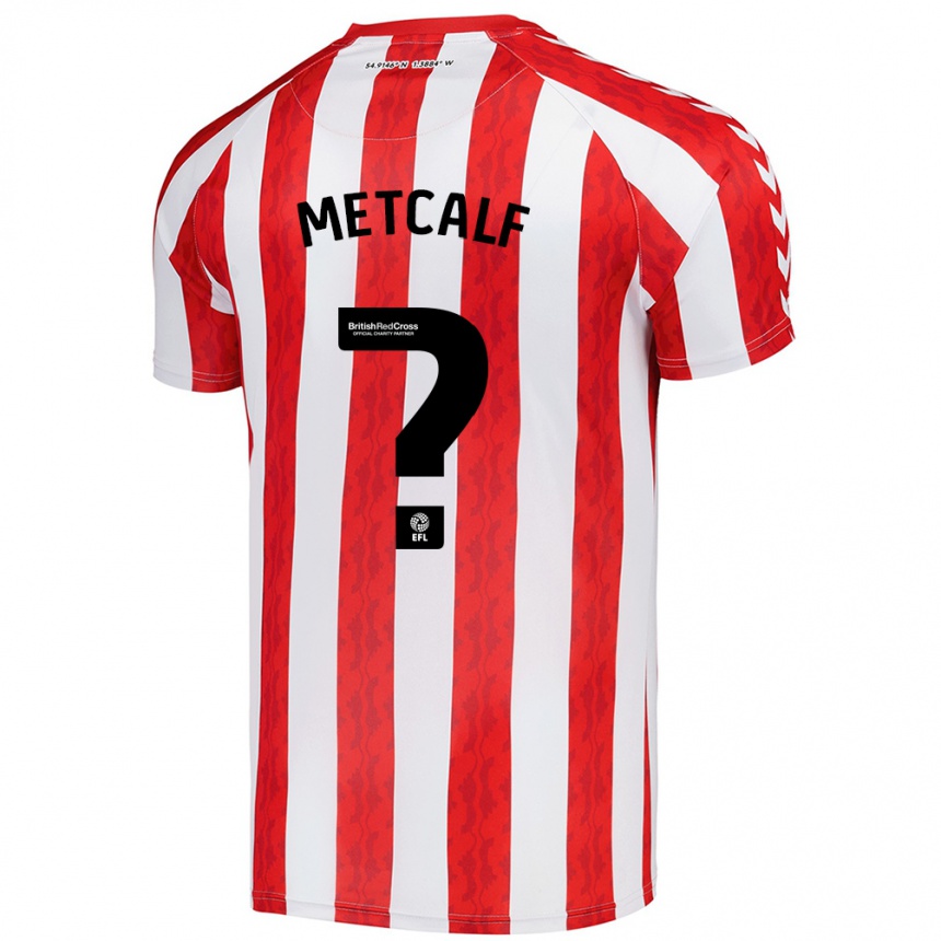 Gyermek Labdarúgás Ben Metcalf #0 Piros Fehér Hazai Jersey 2024/25 Mez Póló Ing