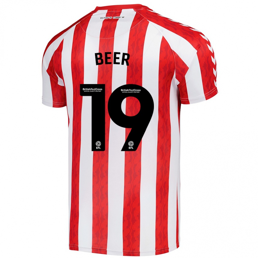 Gyermek Labdarúgás Megan Beer #19 Piros Fehér Hazai Jersey 2024/25 Mez Póló Ing